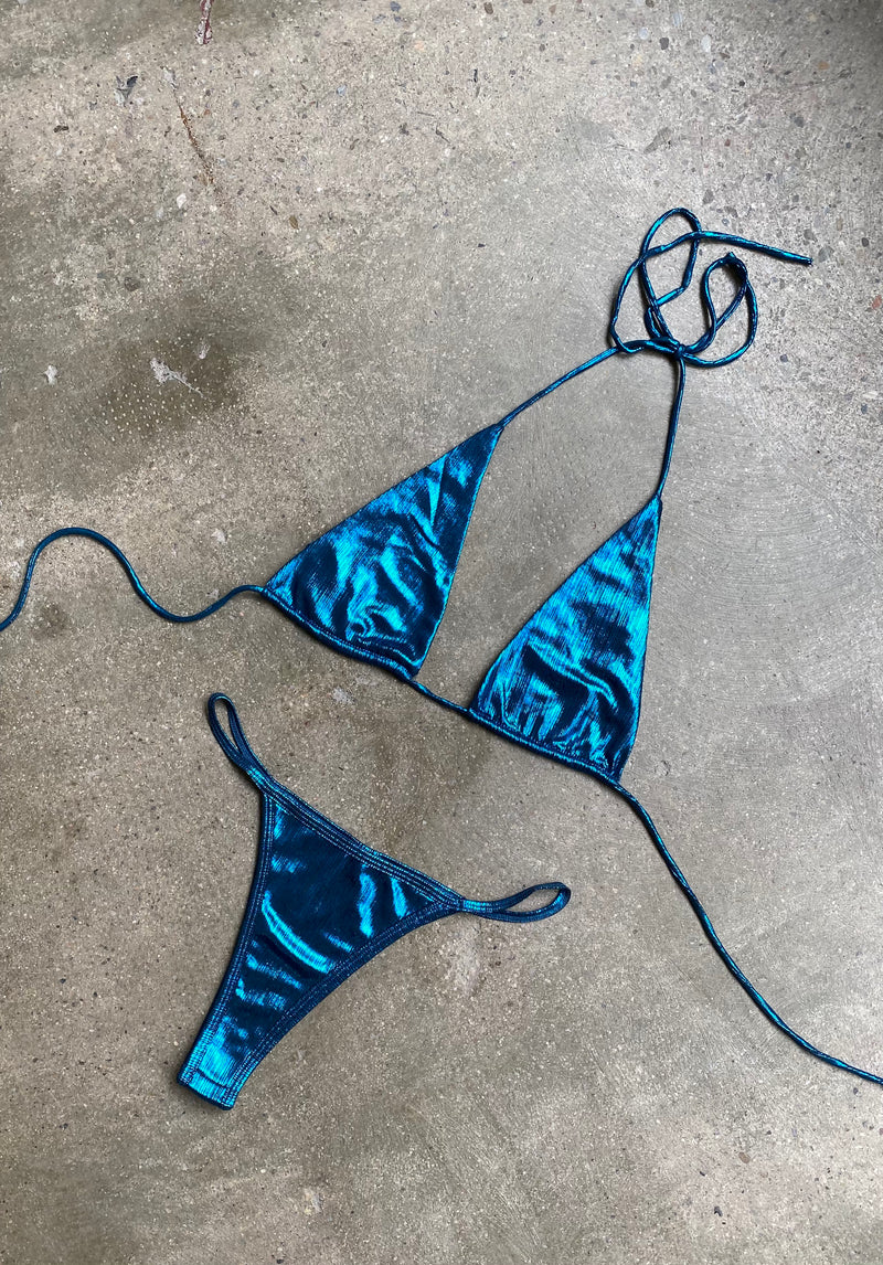 Metallic blue Bikini Bottom Atenea collection