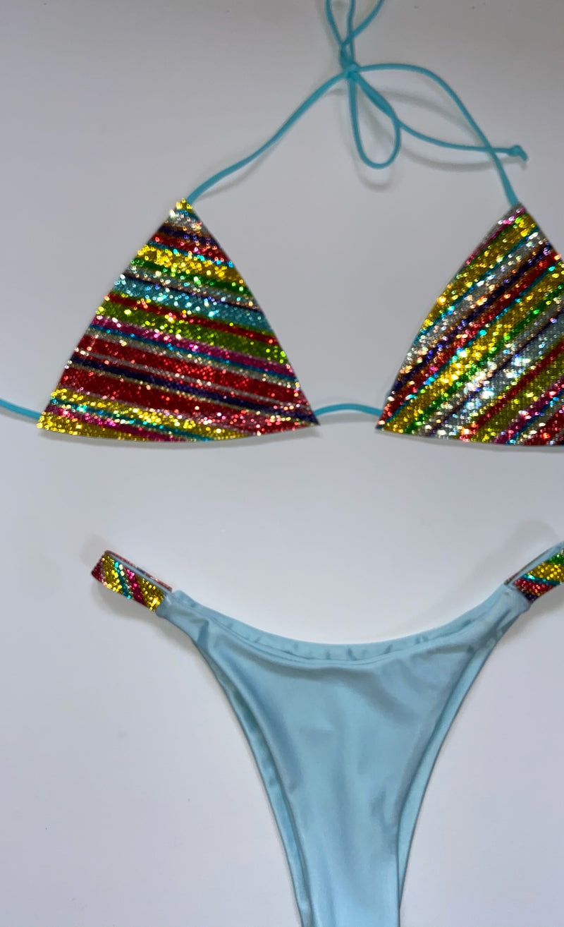 Shiny rainbow Bikini Top