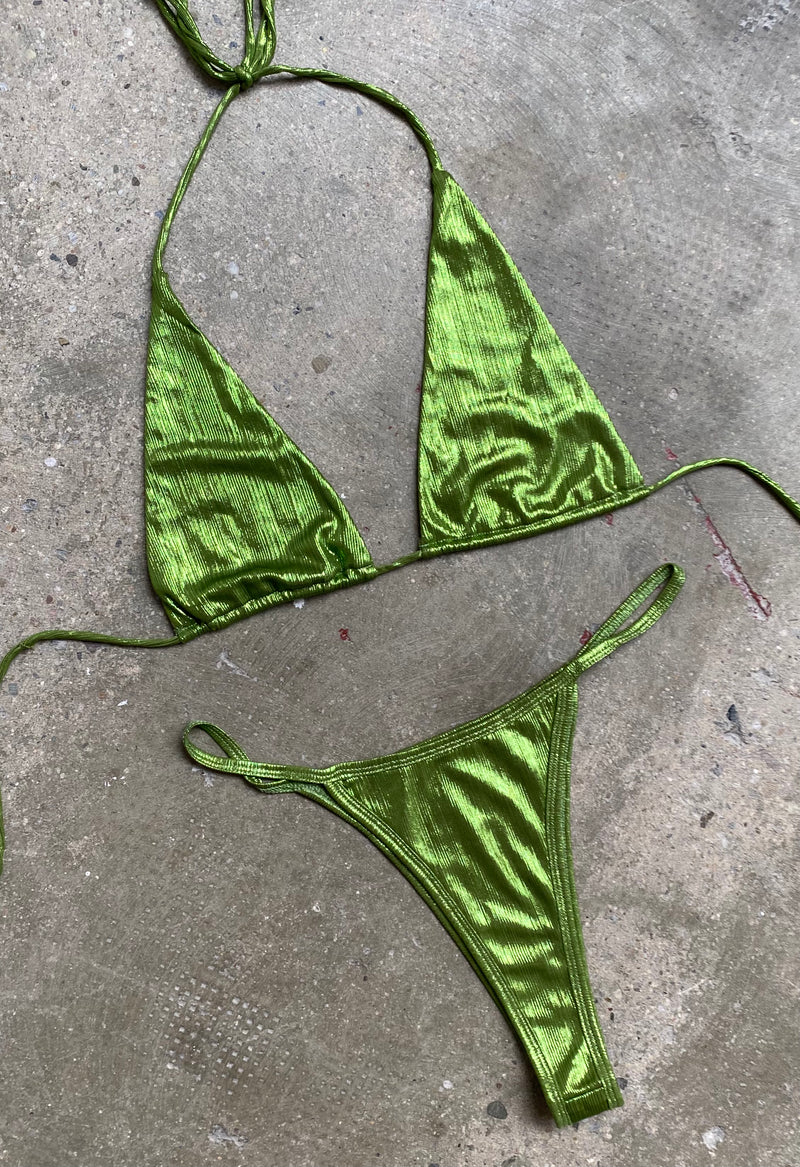 Metallic green swimsuit sales